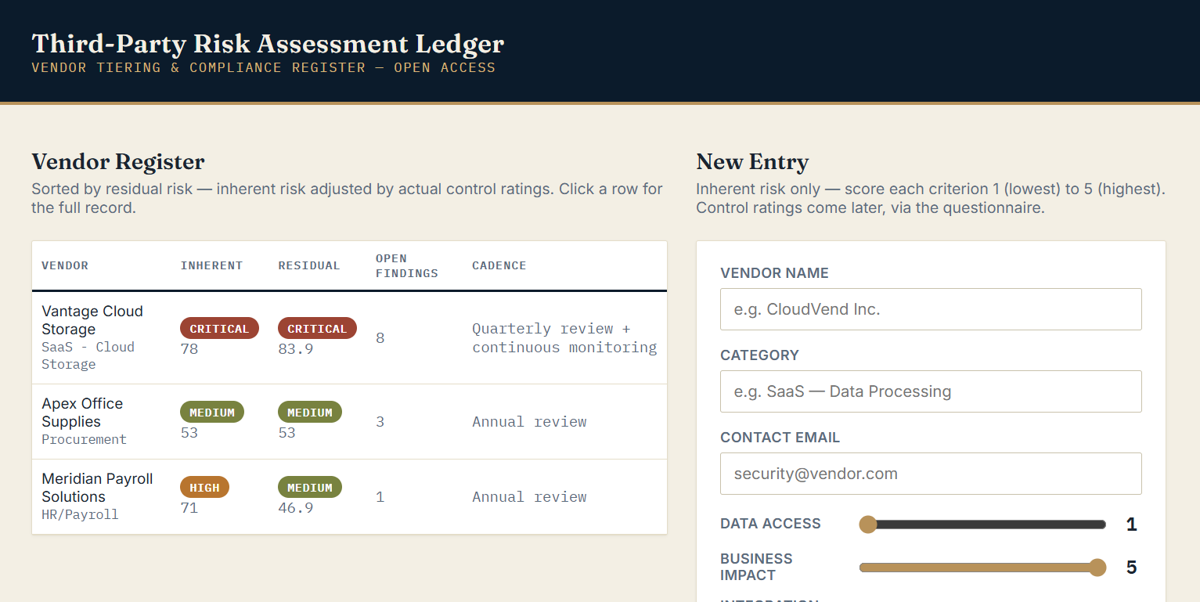 TPRA Ledger interface